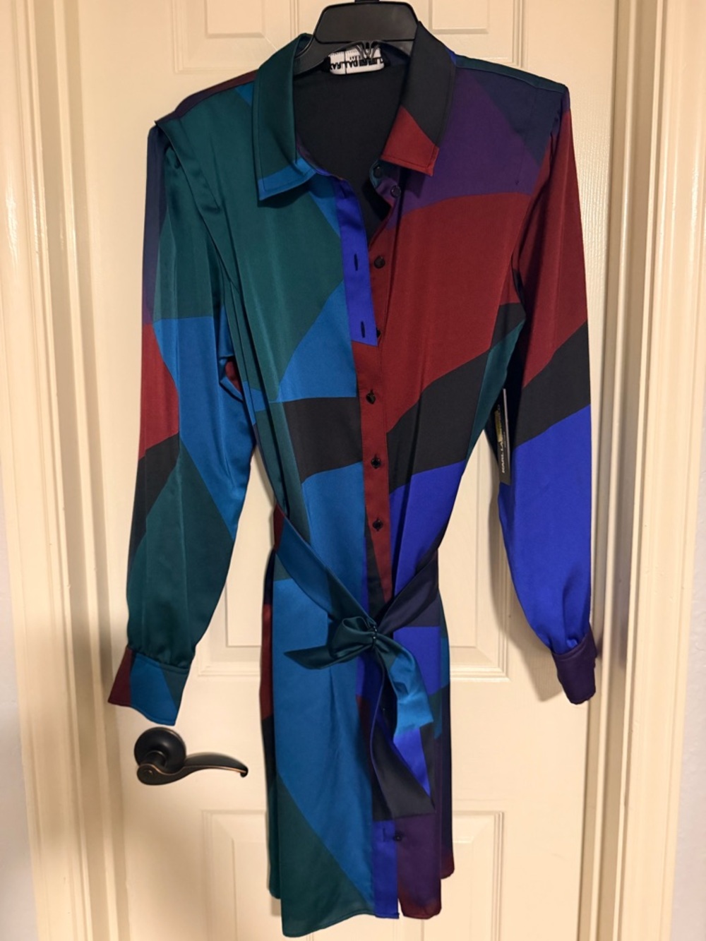 Karl Lagerfeld Paris NWT Geometric Print Shirt Dress – Belted Size 14 - Picture 3 of 7
